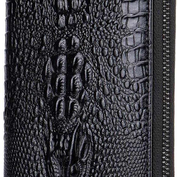 🔥Raised Crocodile Embossed Leather Zipper Wallet Clutch Wristlet Card Holder - Picture 4 of 8
